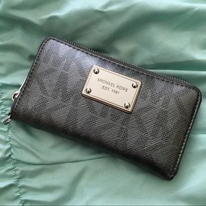 Michael Kors Silver Metallic Monogram Wallet