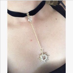 Black star pendant choker necklace