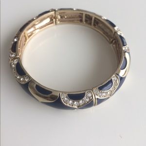 J. Crew Navy & Gold Bracelet w/ Rhinestone Detail