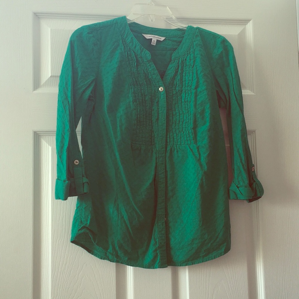 Light Emerald green mid sleeve blouse