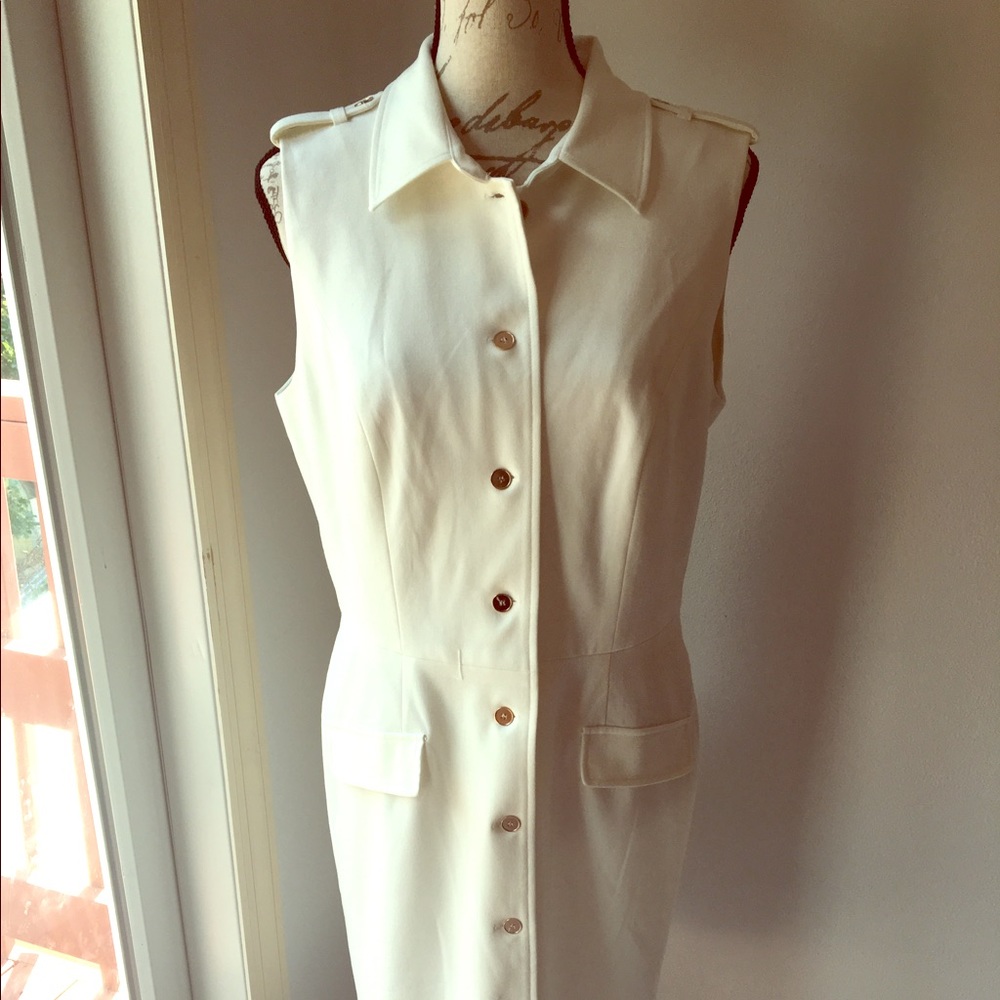 Premise White Button Dress