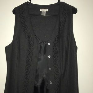 Talbot's Vintage Long Grey Embroidered Vest