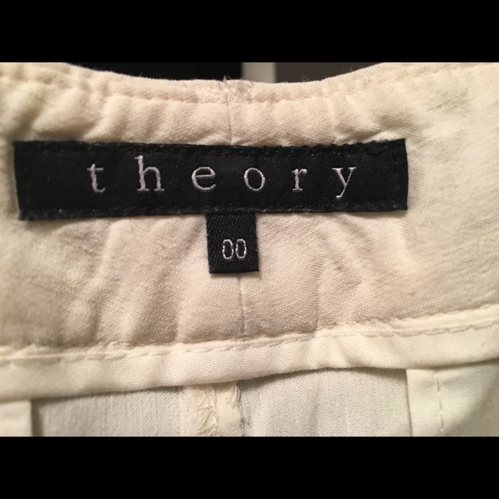 Theory Size 00 Ivory Linen Pants