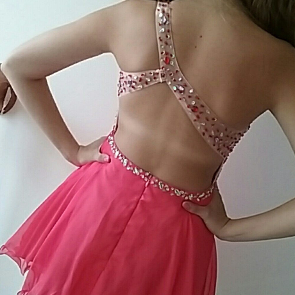Pink One-Shoulder Homecoming/Prom Dress - Picture 2 of 5