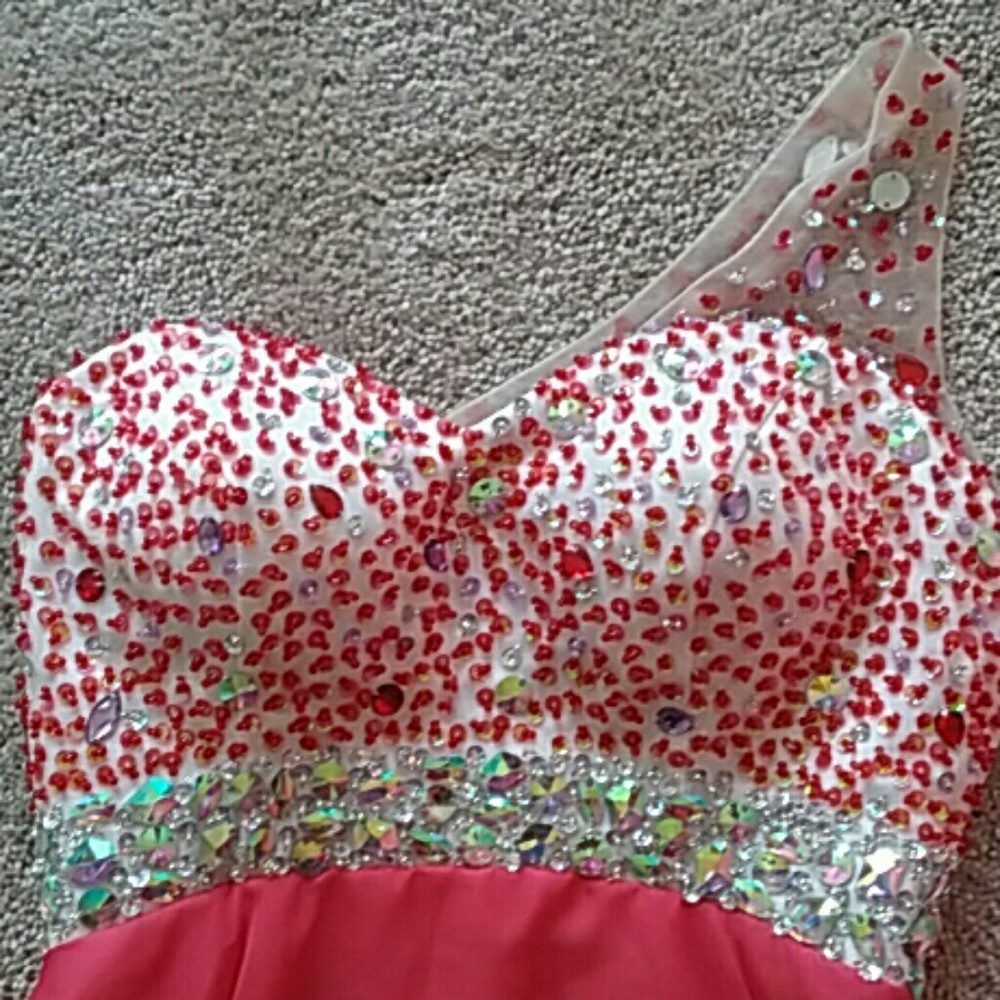 Pink One-Shoulder Homecoming/Prom Dress - Picture 3 of 5