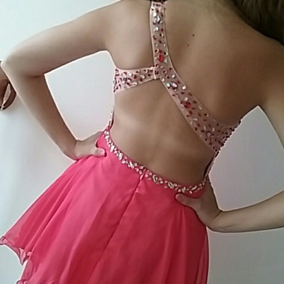 Pink One-Shoulder Homecoming/Prom Dress - Picture 2 of 5