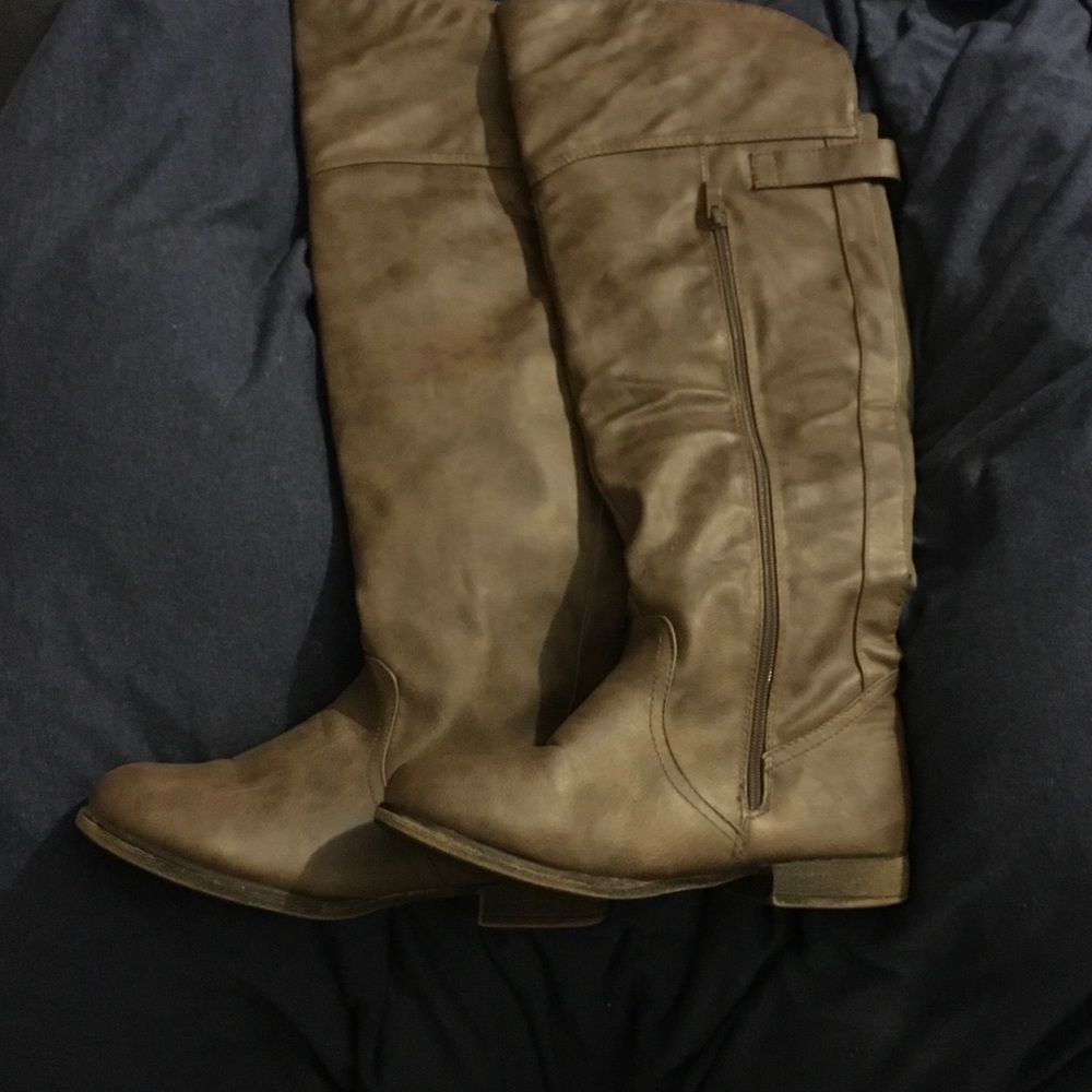 Taupe over the knee boots