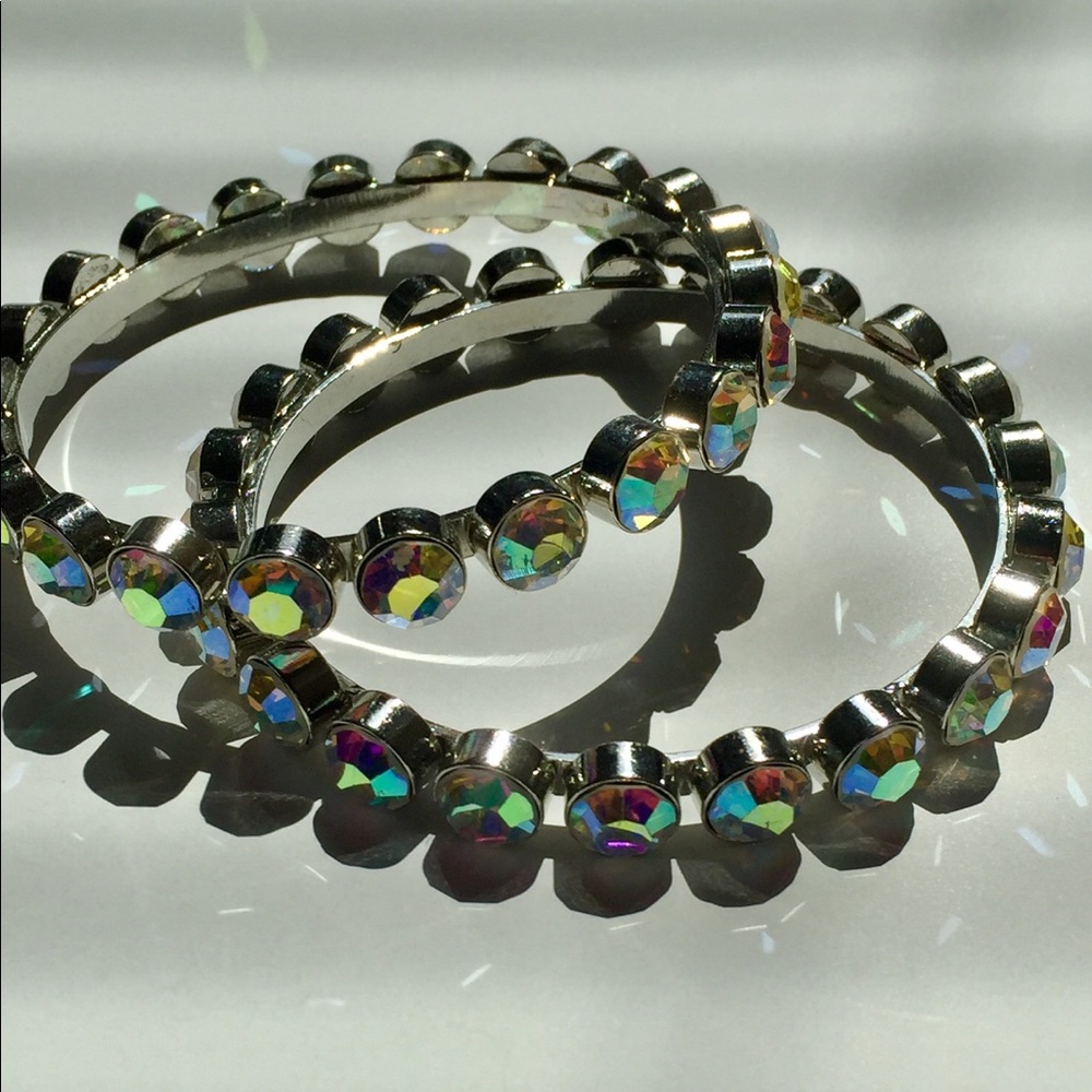 Iridescent Crystal Bangles
