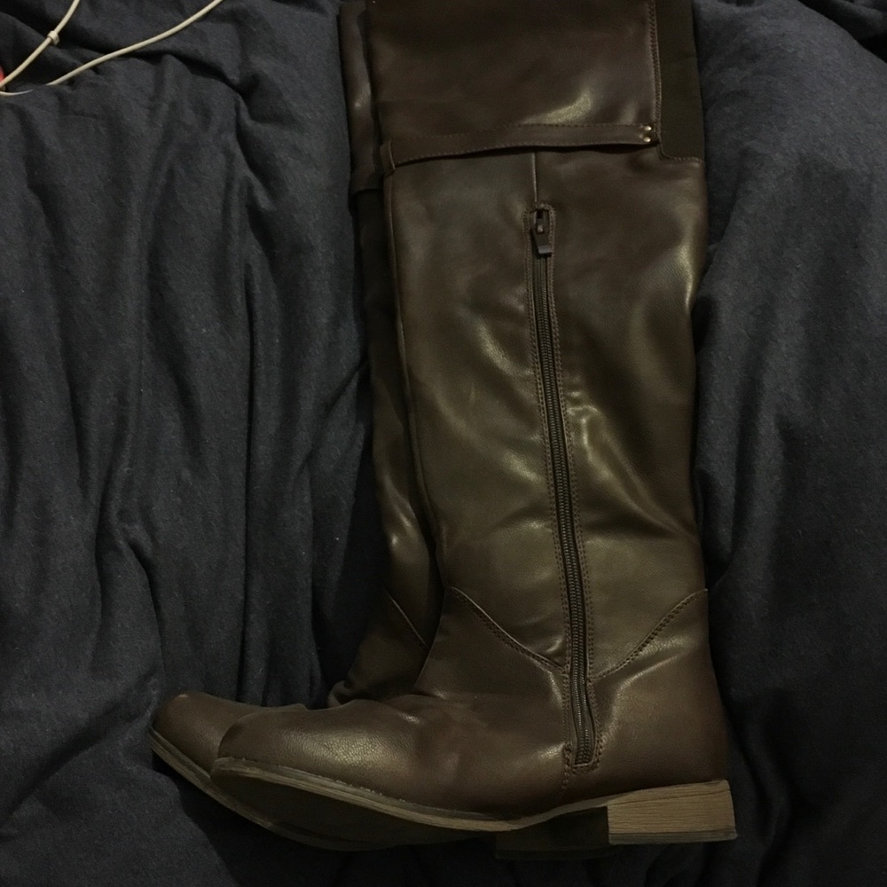 Dark brown over the knee boots