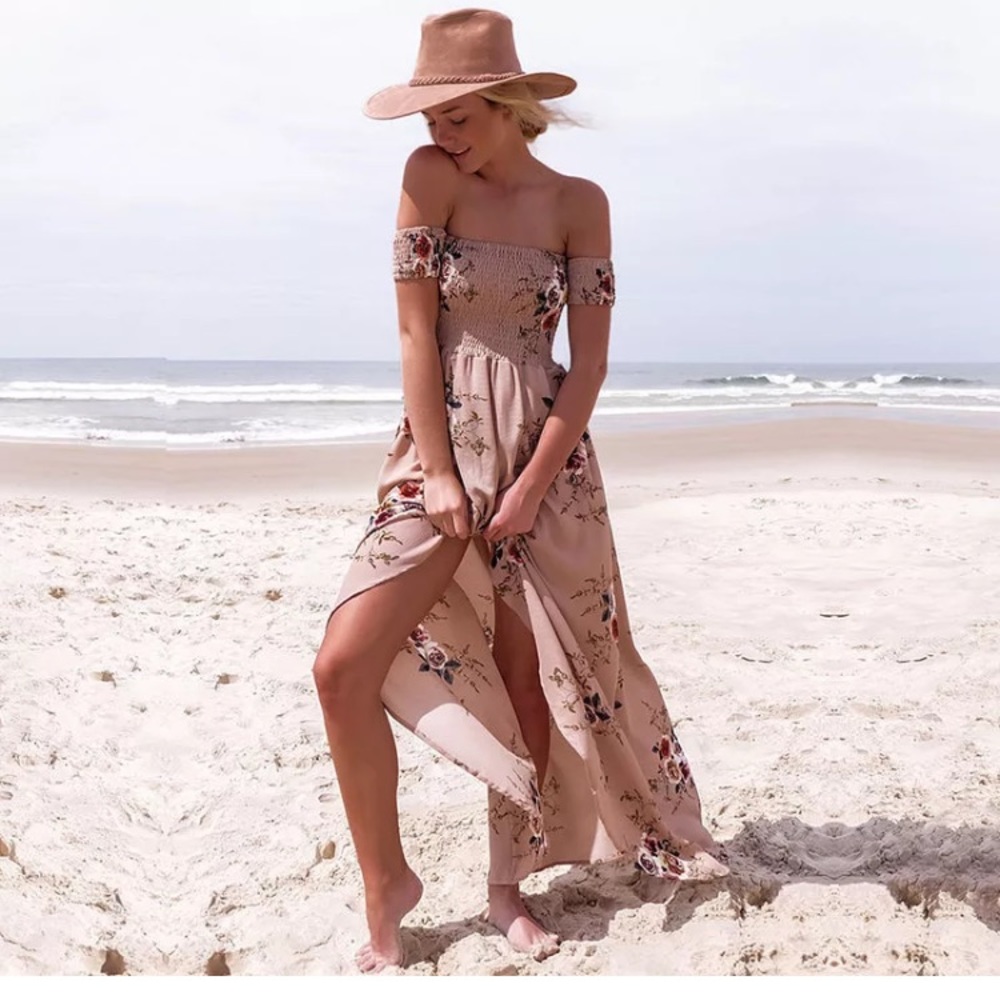 Off the shoulder floral maxi dress