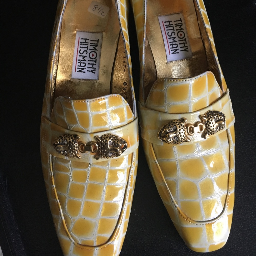 Timothy Hitsman Gold Snakeskin Low Heel Pump 8.5M