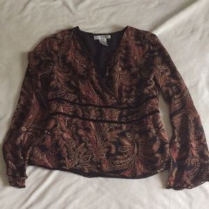 Nine West Silk Long Sleeve Size 8 Top