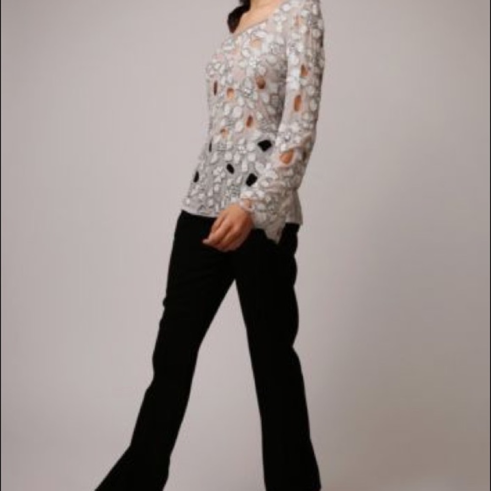 Virgos Lounge Beaded Silver Blouse
