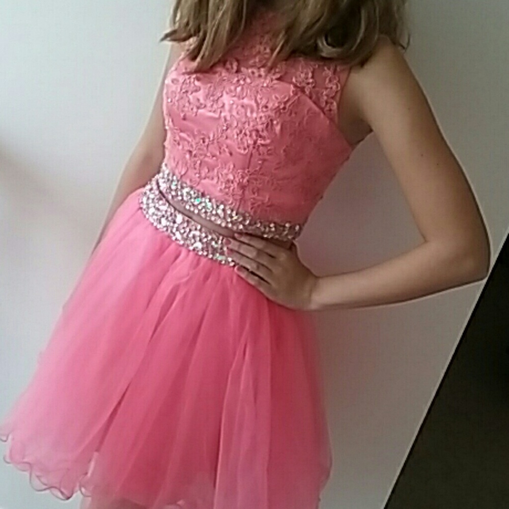 Pink Two-Piece Homecoming/Prom Dress