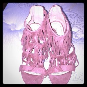 Via Pinky Collection suede pink heels