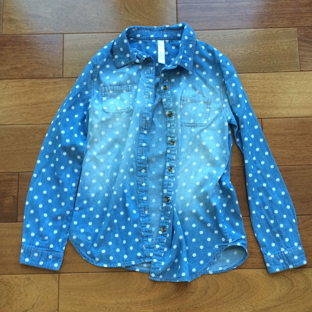 Girls Polka Dot Button Down Shirt