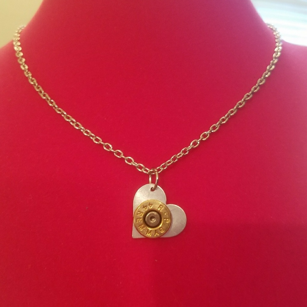 Heart and bullet necklace!
