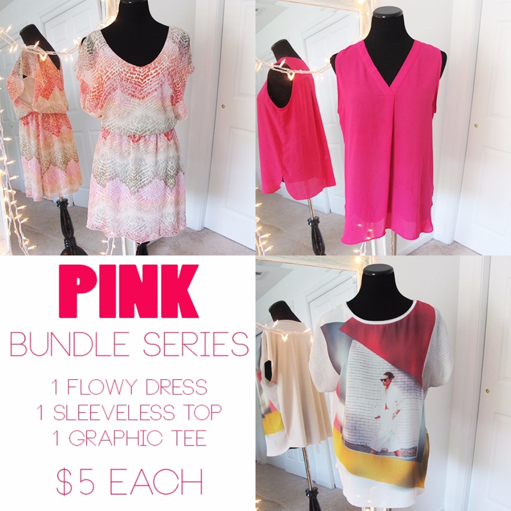 SOLD! Now only $10! Pink Tops and Dress Bundle