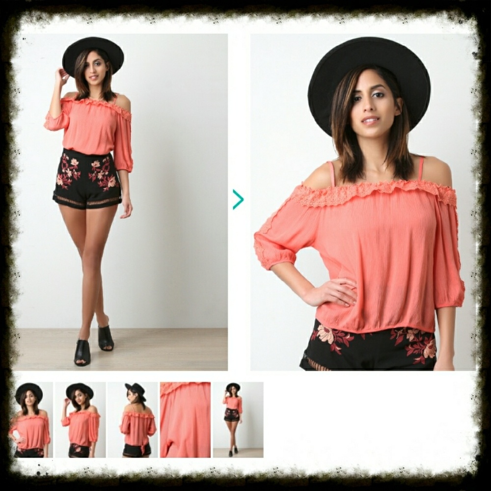 ⏳LAST ONE!! NWT Crochet-trim Quarter Sleeve Top