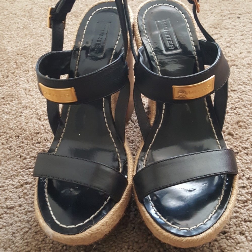 HUNTER Gonave Designer Heels Platform Sandals Blk