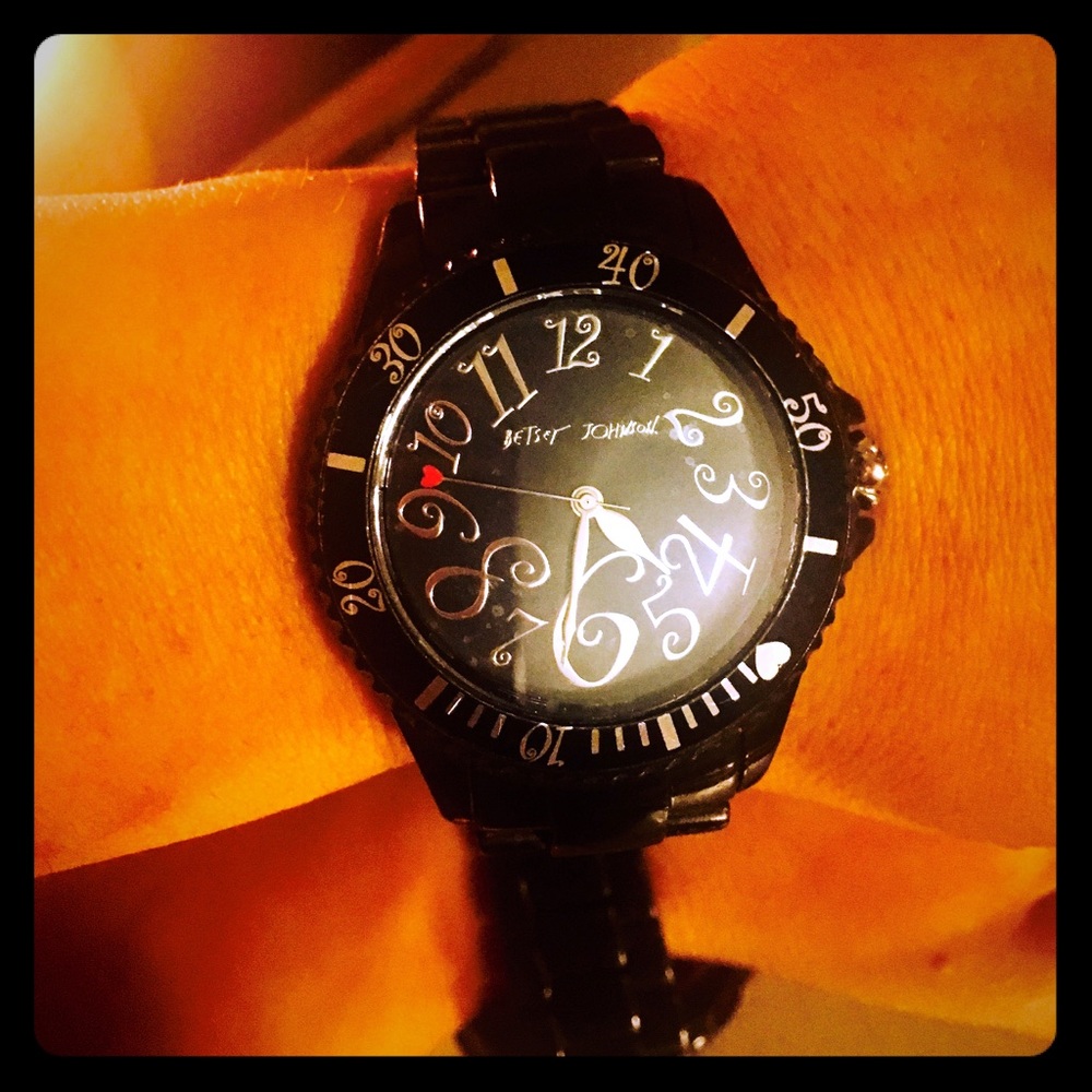 Betsey Johnson black acrylic watch