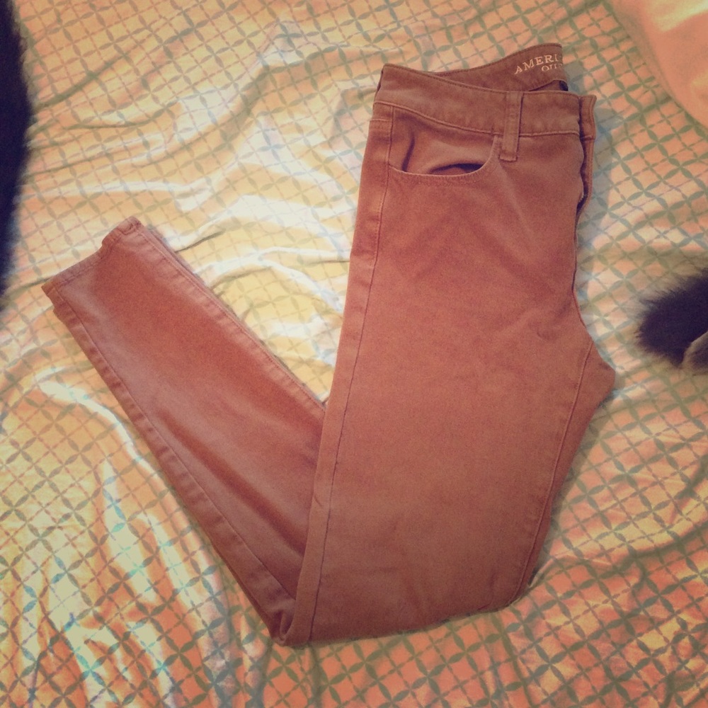 AE khaki super stretch jeggings