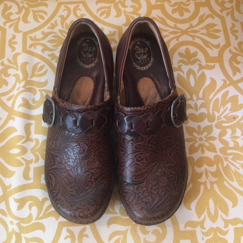 Ariat Amy Floral Leather Clogs 9