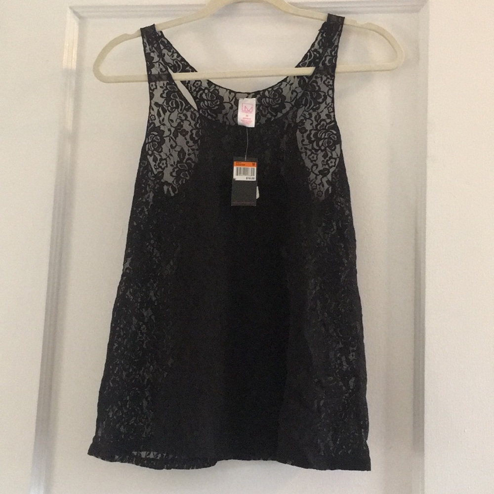 NWT Material Girl Sheer Lace Tank, Size M