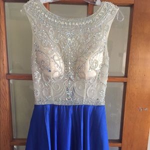 Gorgeous royal blue satin ballgown