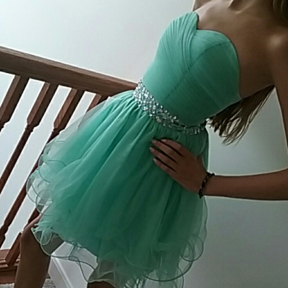 Mint Strapless Homecoming/Prom Dress