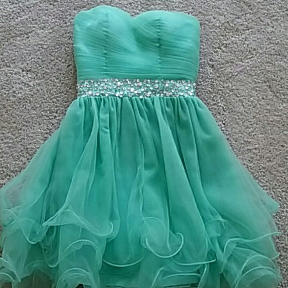 Mint Strapless Homecoming/Prom Dress - Picture 2 of 6