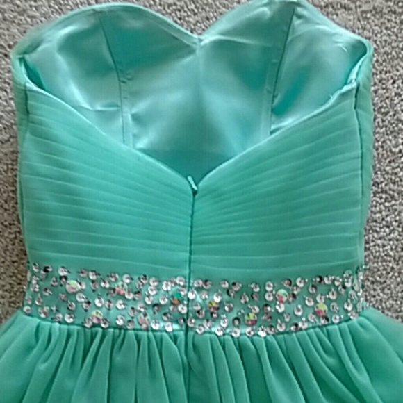 Mint Strapless Homecoming/Prom Dress - Picture 6 of 6