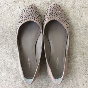 Embellished Calvin Klein Sparkled grey flats