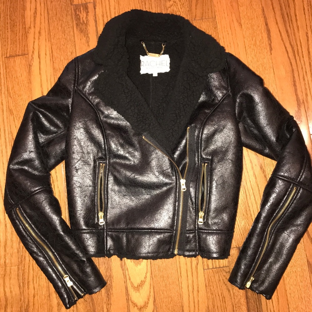 Rachel Roy Textured Moto Jacket Black size 2
