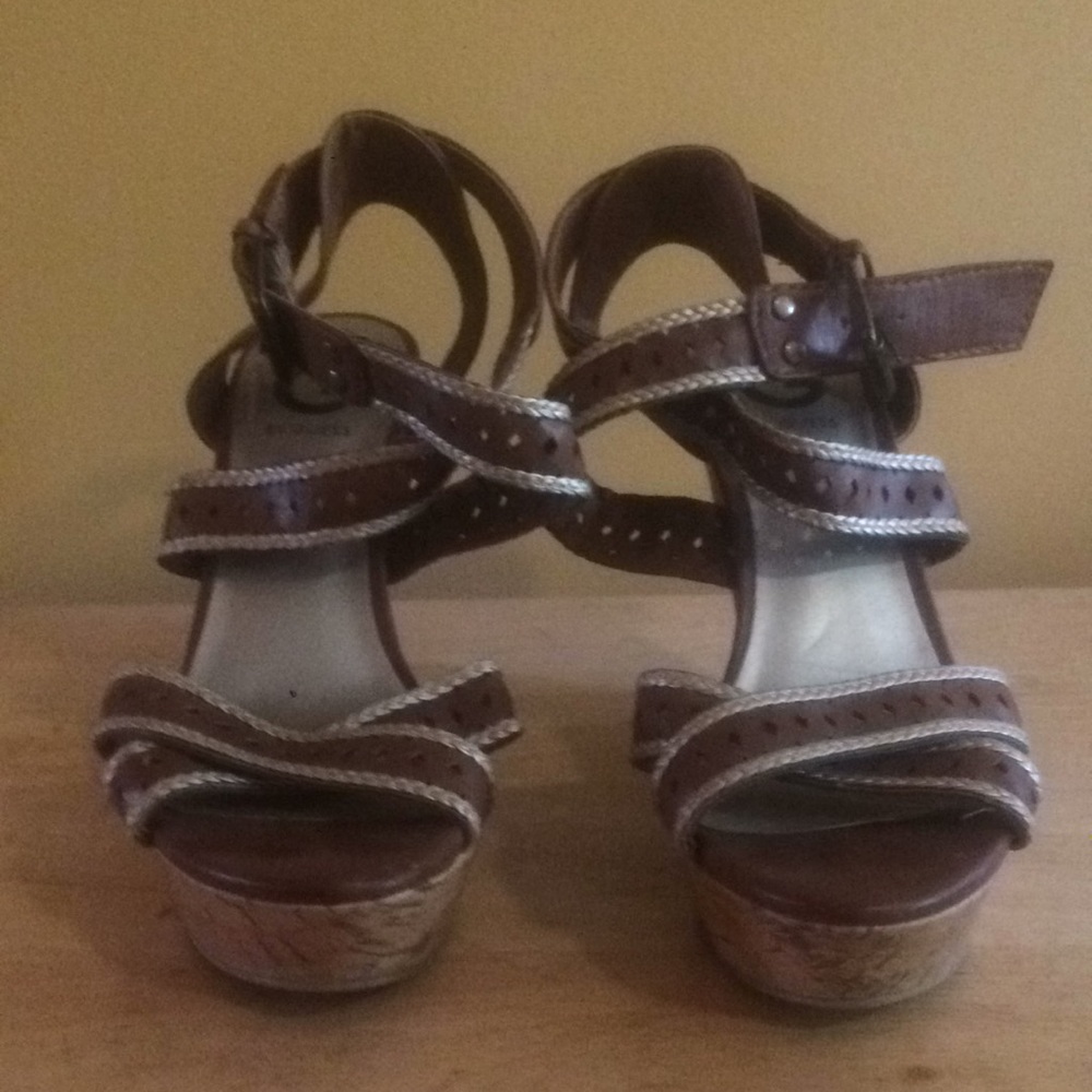 Guess Cork/Tan Leather Wedge