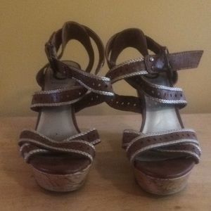 Guess Cork/Tan Leather Wedge