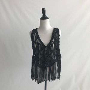 Black fringe vest