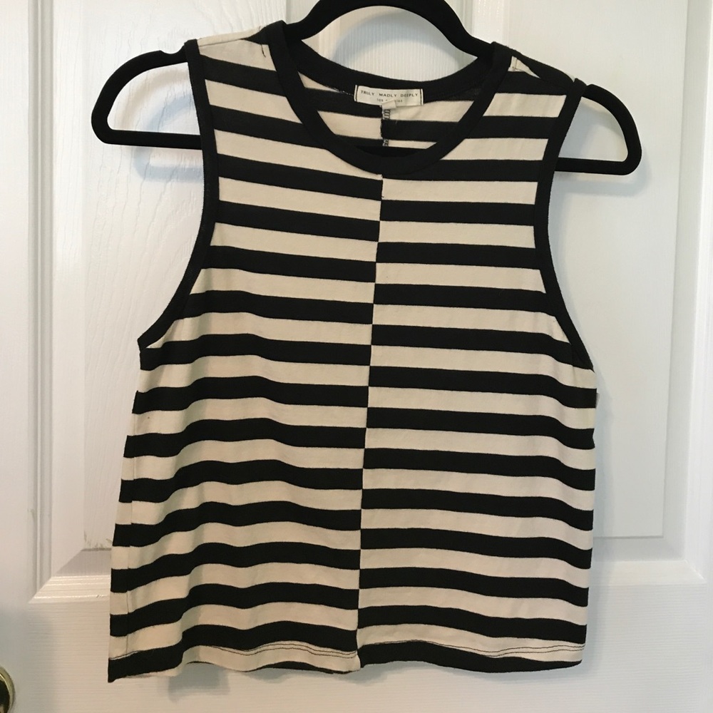 Black & White Striped Women's Crop Top