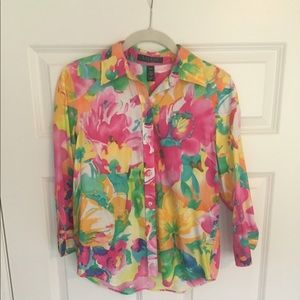 NWT Ralph Lauren Floral Button Down Blouse - SP