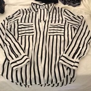 EXPRESS portfolio black and white stripped shirt