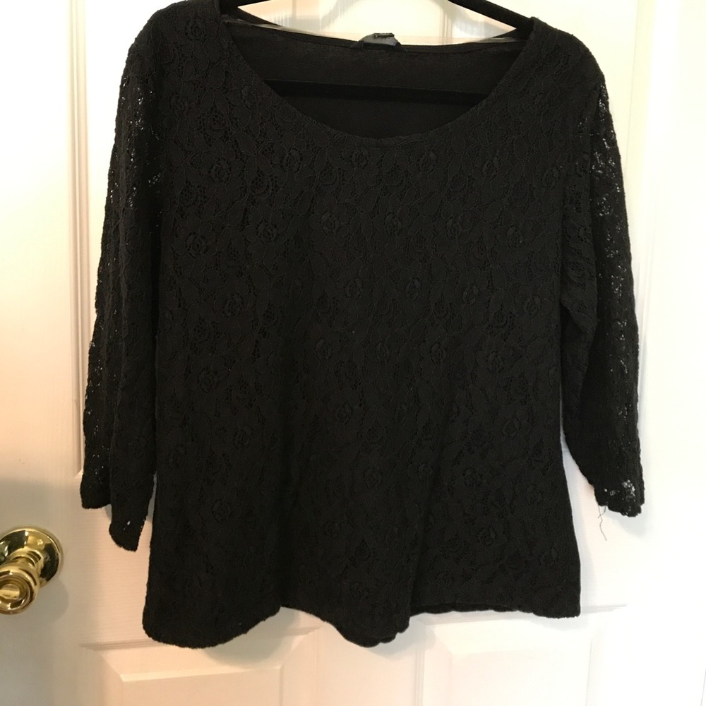 Women's Black Lace 3/4 Sleeve Top