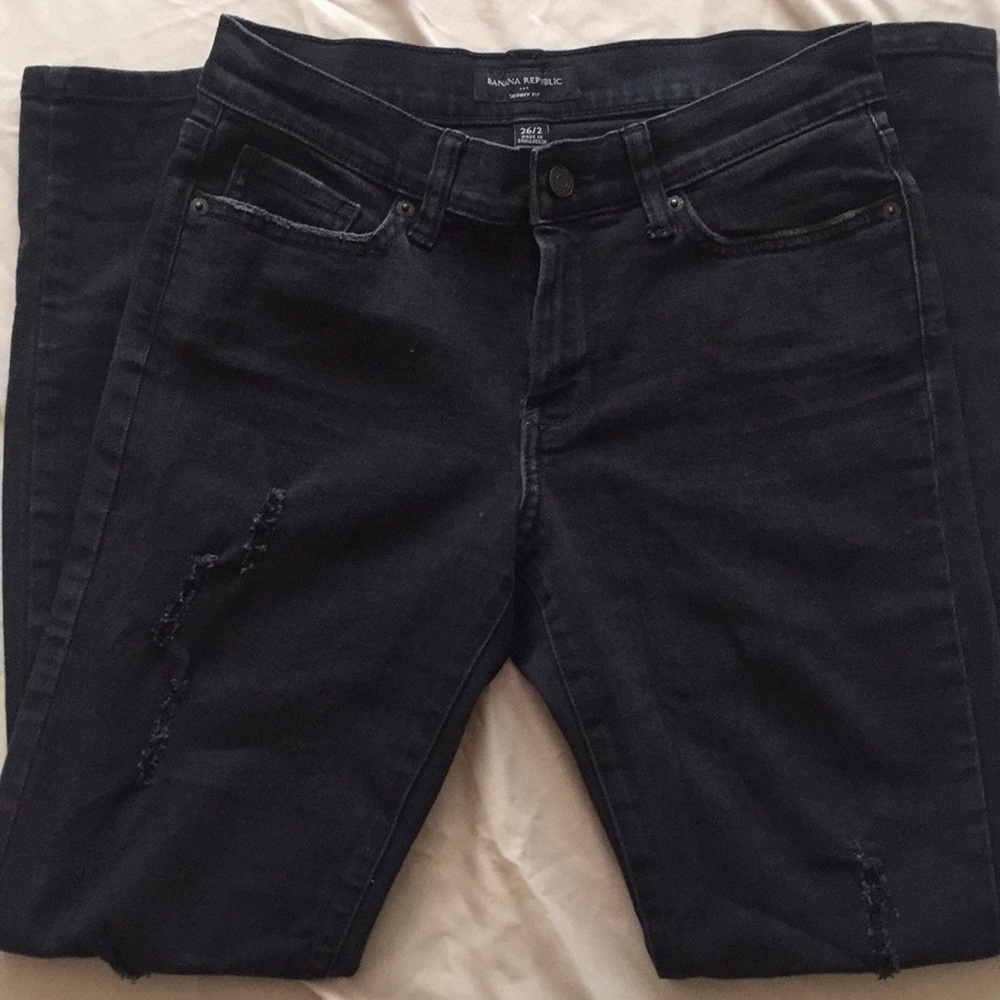 Banana Republic Black Ripped Skinny Jeans Size 2
