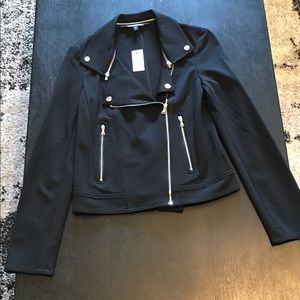 Black Ponte Knit Moto Jacket NWT
