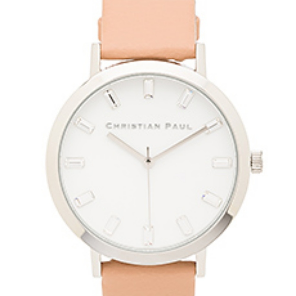 Christian Paul silver and beige leather watch