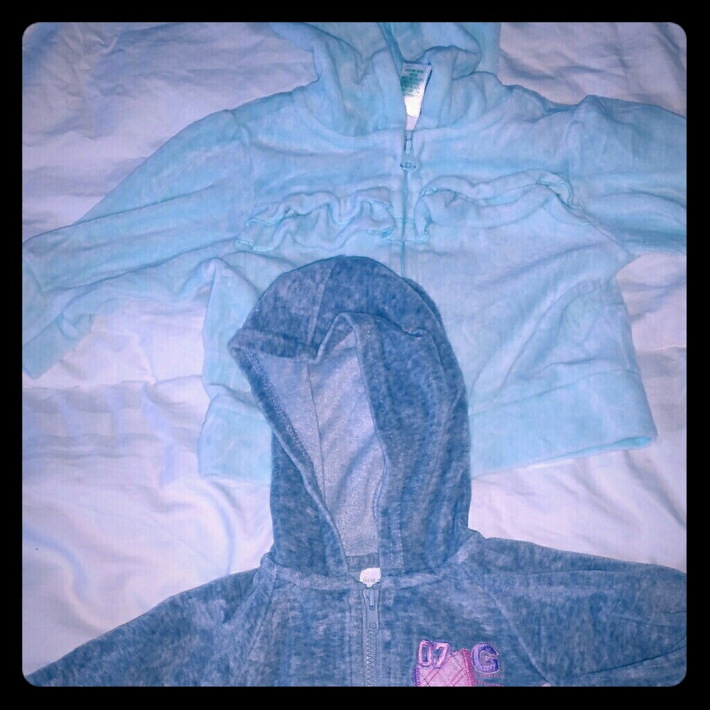 Girls 3-6 months 2  zip up hoodies