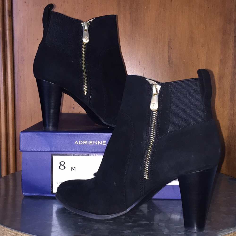 Adrienne Vittadini black suede ankle boots