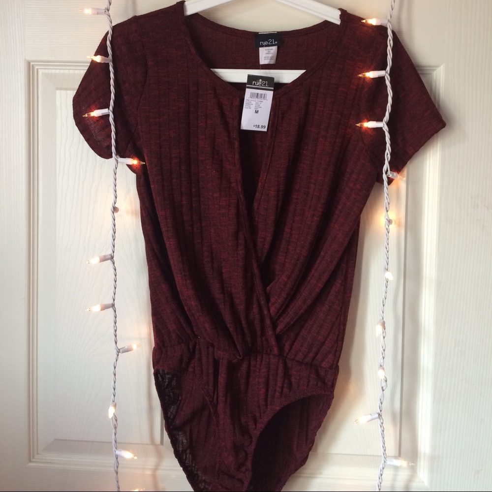 Burgundy Wrap Bodysuit