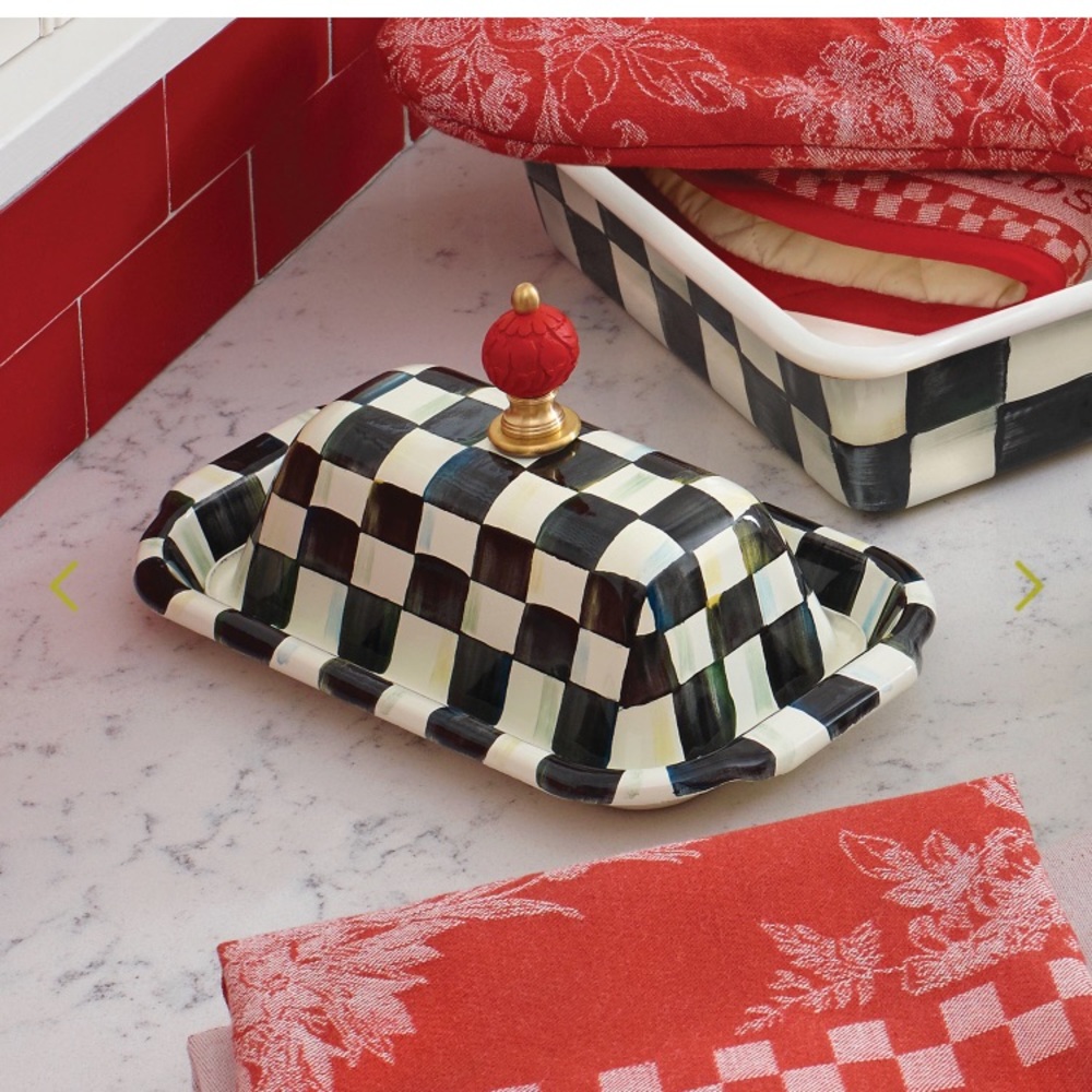 MacKenzie Childs Courtly Check Enamel Butter Box