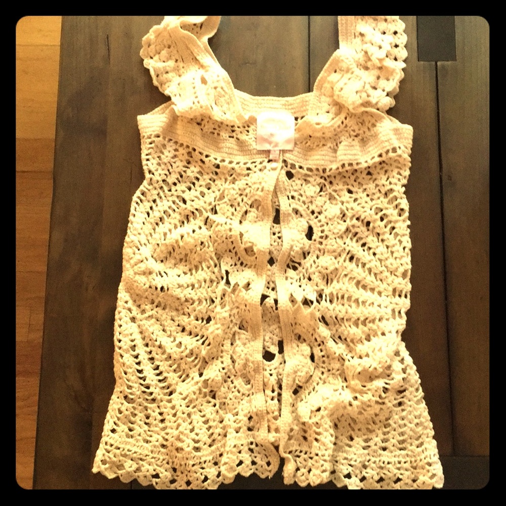 Beautiful handmade beige crocheted top.