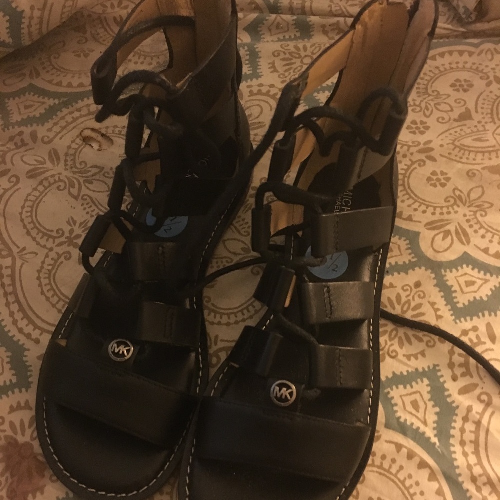 Michael Kors Black Leather Roman Sandals